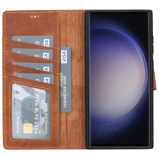 Carson Samsung S23 Ultra Wallet Case, Golden Brown - BlackBrook Case