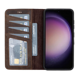 Carson Samsung S23 Wallet Case, Distressed Coffee - BlackBrook Case