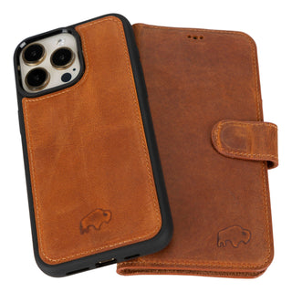 Carter iPhone 15 Pro MAX Wallet Case, Golden Brown - BlackBrook Case