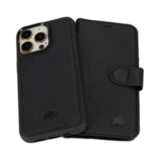 Carter iPhone 15 Pro MAX Wallet Case, Pebble Black - BlackBrook Case