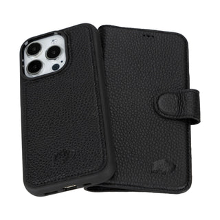 Carter iPhone 15 PRO Wallet Case, Pebble Black - BlackBrook Case