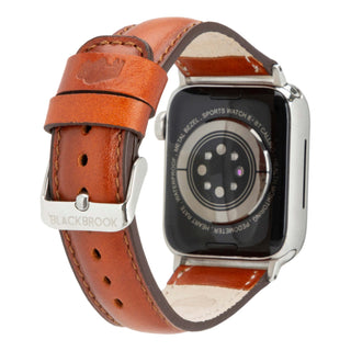 Classic Band for Apple Watch 44mm / 45mm, Burnished Tan, Silver Hardware - BlackBrook Case