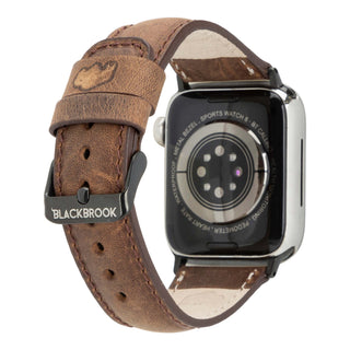 Classic Band for Apple Watch 44mm / 45mm, Distressed Coffee, Black Hardware - BlackBrook Case