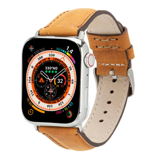 Classic Band for Apple Watch 44mm / 45mm, Golden Brown, Silver Hardware - BlackBrook Case