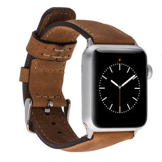 Classic Band for Apple Watch Ultra 49mm, Golden Brown, Silver Hardware - BlackBrook Case
