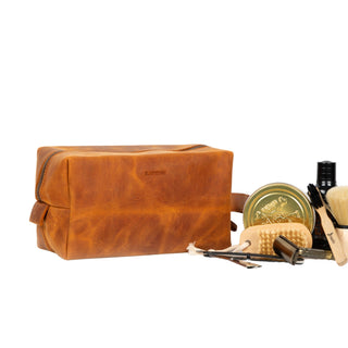 Classic Dopp Kit & Travel Toiletry Bag, Golden Brown - BlackBrook Case