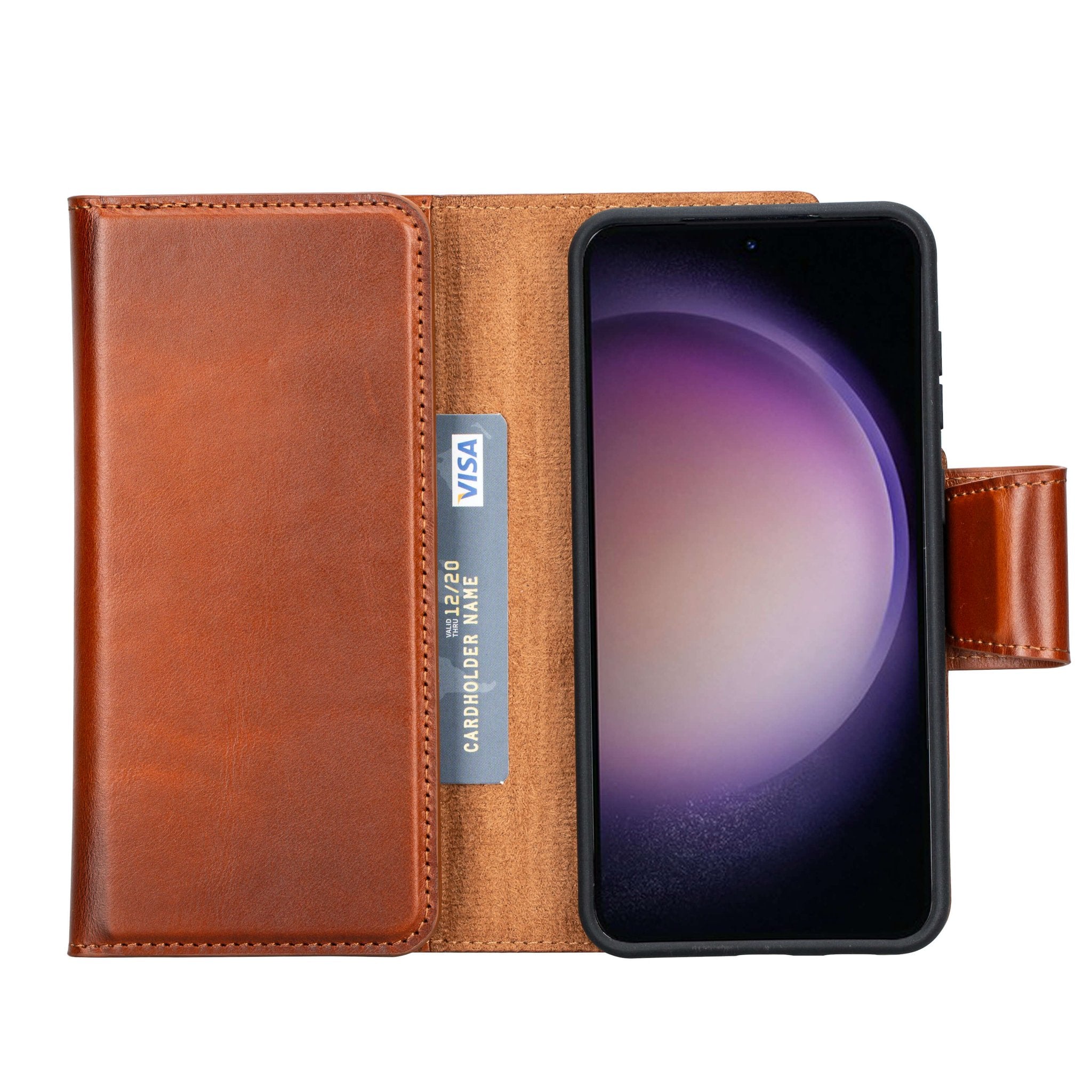 Tudor Tri-Fold Leather Wallet Case for Samsung Galaxy S23 Plus - Burnished Tan | BlackBrook BlackBrook Case Tudor Tri-Fold Leather Wallet Case for Samsung Galaxy S23 Plus - Burnished Tan | BlackBrook BlackBrook Case