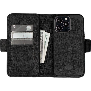 Windsor iPhone 13 PRO Bi-Fold Wallet Case, Pebble Black - BlackBrook Case